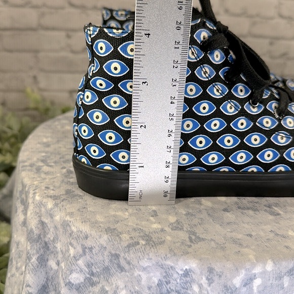 AKID “Anthony Evil Eye” Blue Multi Black Canvas Mid-High Sneakers Boys 5M💙EUC💙 - Picture 9 of 10